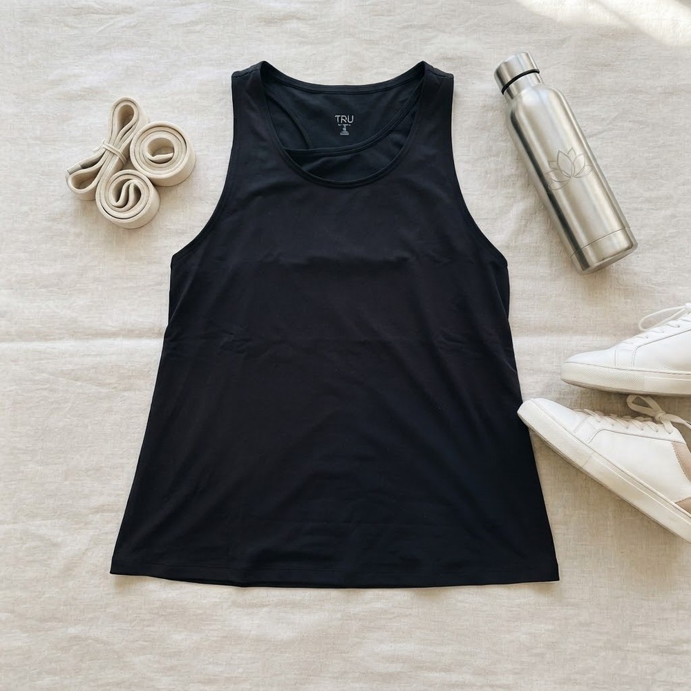 NWT Torrid TRU Black Performance Cotton Racerback Active Tank with Bra 0 L 12